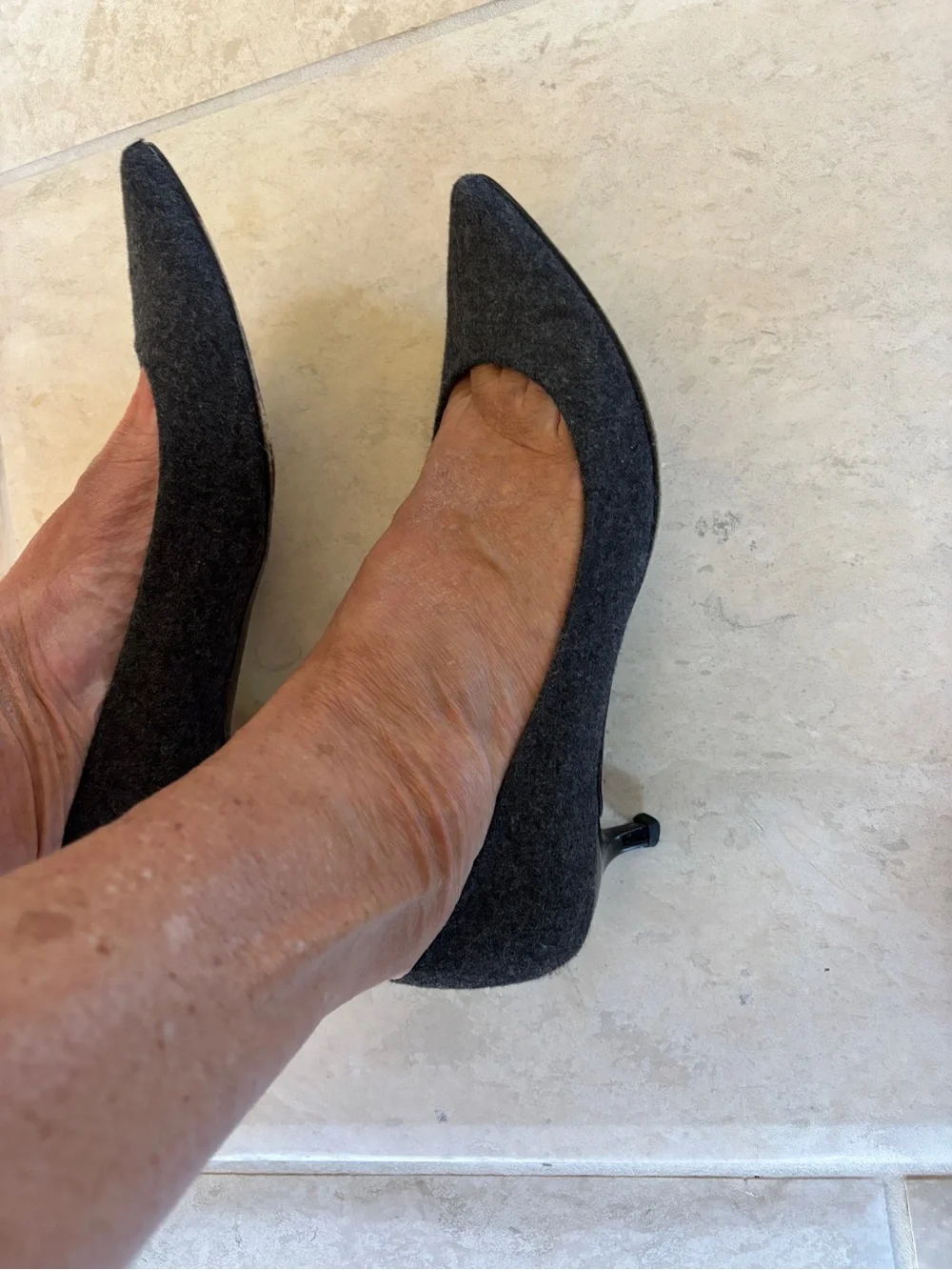 Stuart Weitzman Gray Pointed Toe Wool Pumps